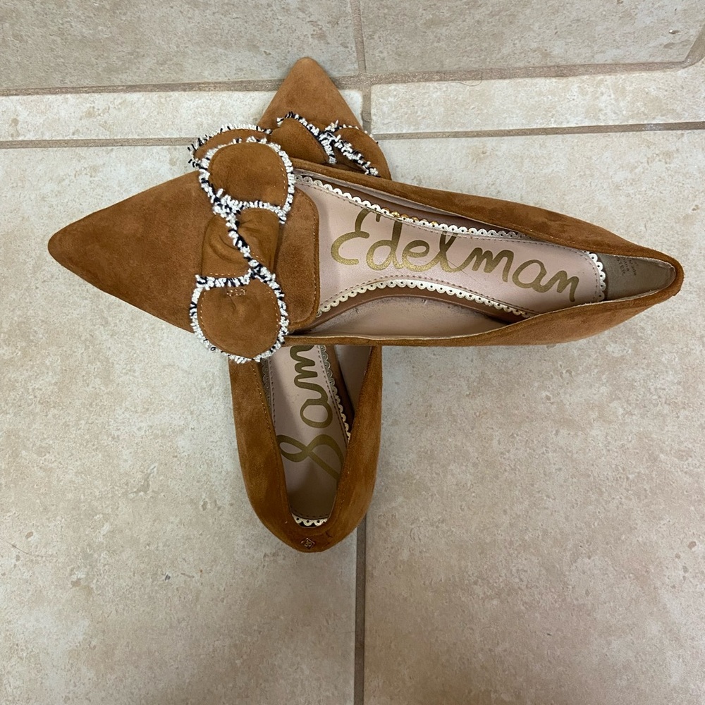 Sam Edelman Tan Suede Flats with Decorative Buckle